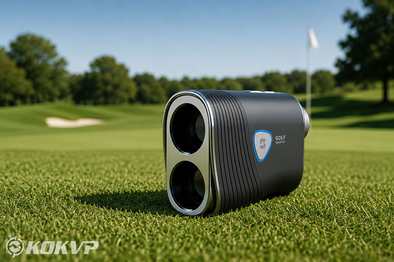 Golf range finder and green background